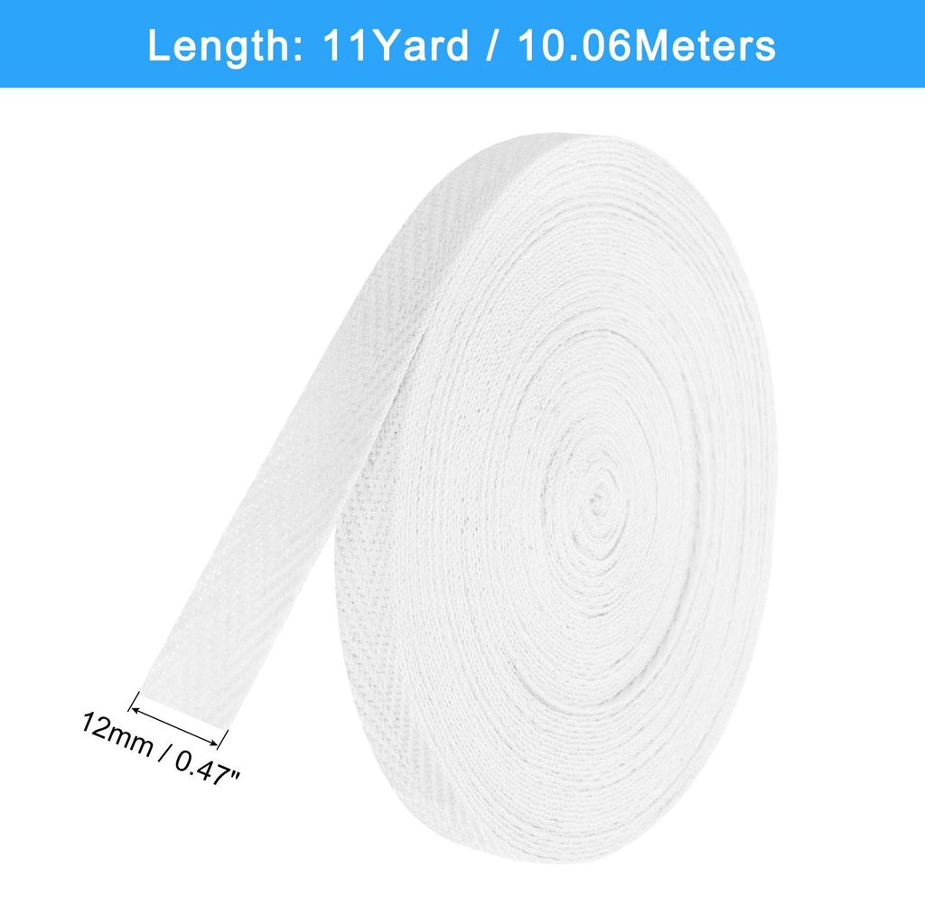 Schr?gband, 1 Stš¹ck 11 Yard x 12mm - Baumwollstoffband, Rolle Schr?gband fš¹r Kleidung, Accessoires, Taschen (Wei?)
