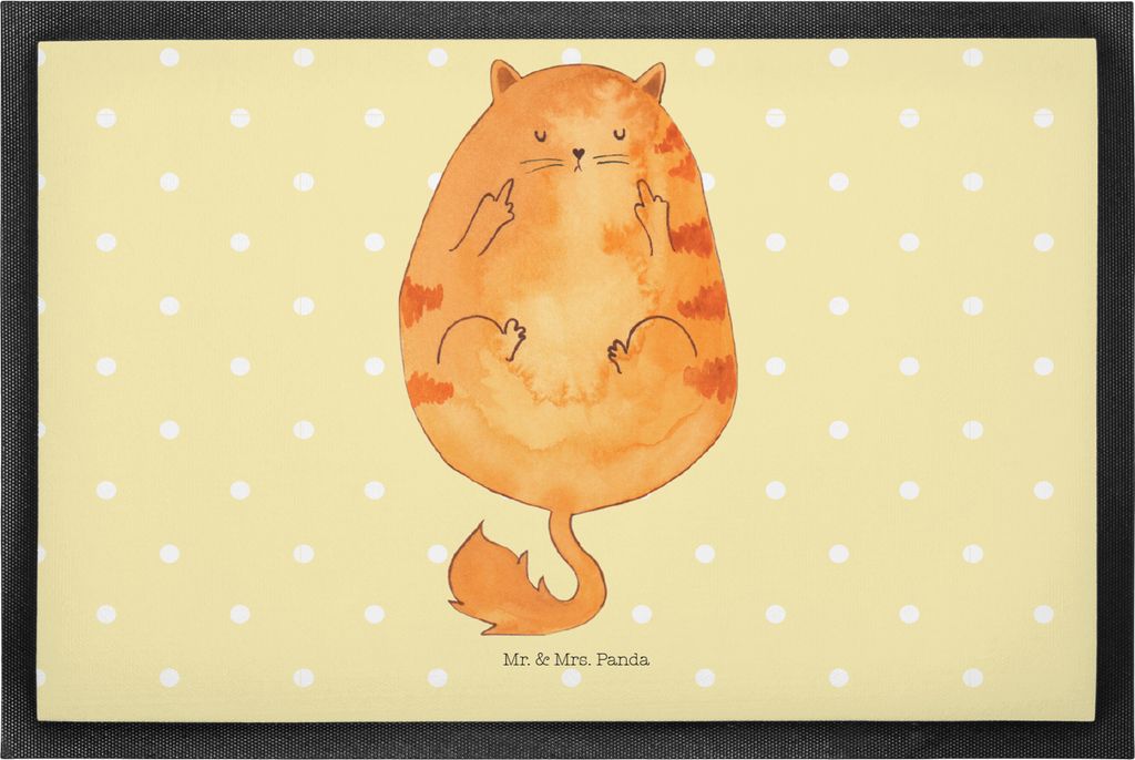 Mr. & Mrs. Panda Fussmatte Katze Frühaufsteher 50 x 75 cm - Gelb Pastell - Geschenk, Fußabstreifer, Türvorleger, Mittelfinger, fußmatte, Tiger,...