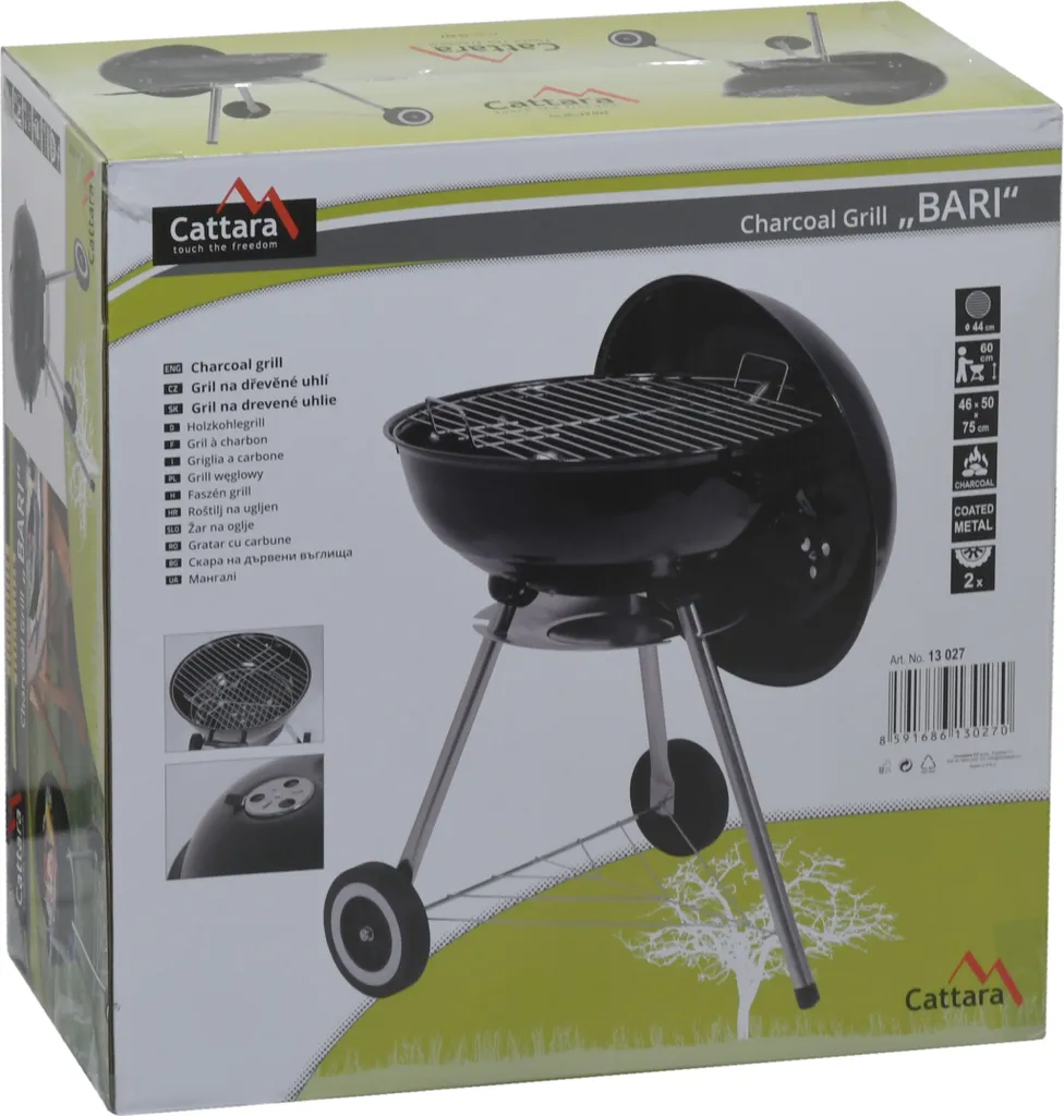 Gril à charbon BARI 46cm - Barbecue rond compact avec grille en acier