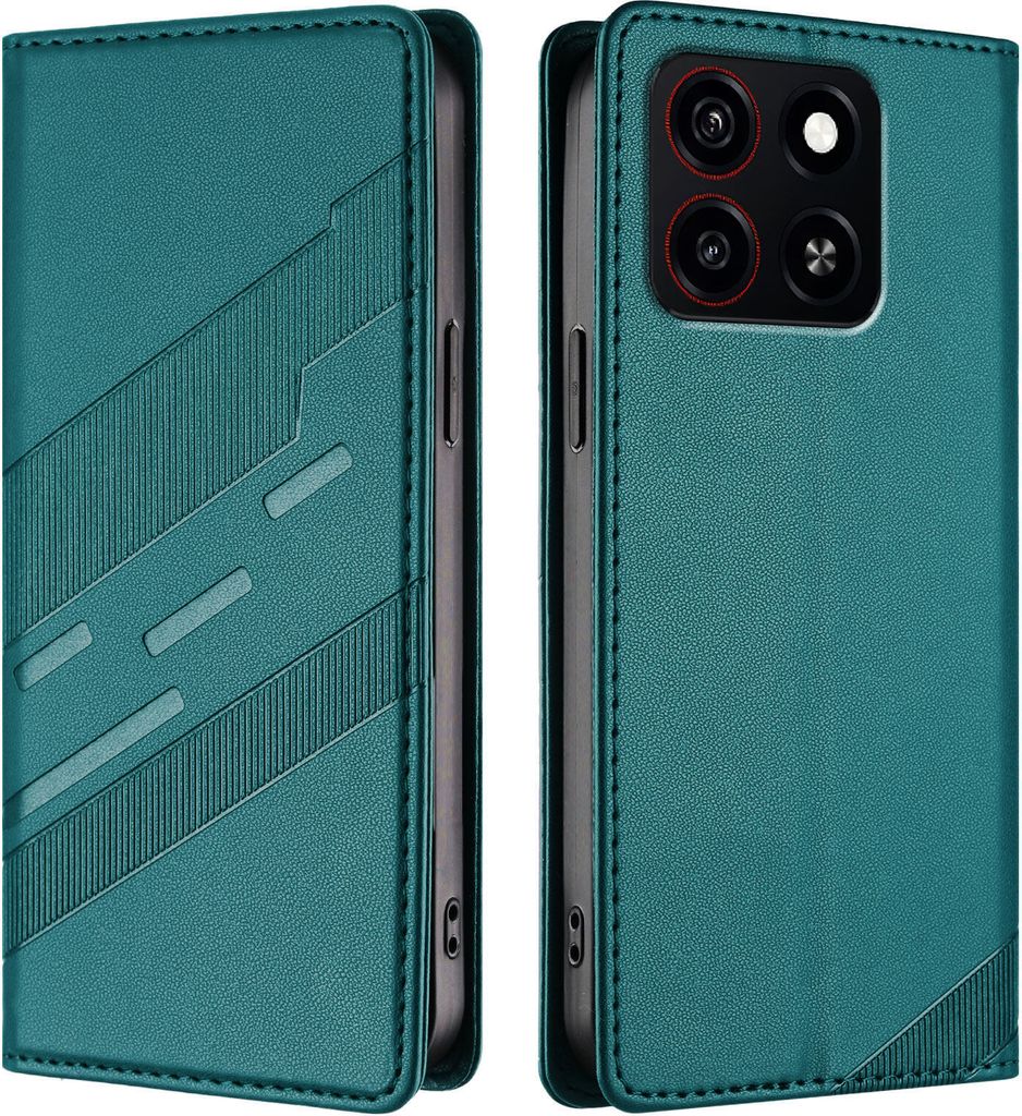 Hülle für ZTE Blade A55, Kunstleder Brieftaschen Handyhülle mit Kartenfach und Standfunktion Grün
