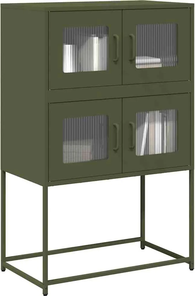 vidaXL Credenza verde oliva 68x39x107 cm acciaio