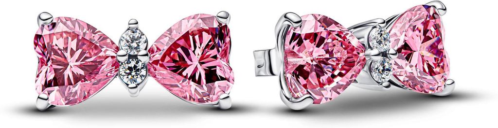 Pandora Ohrstecker Damen Rosa Schleife Zirkonia Silber 294265C01