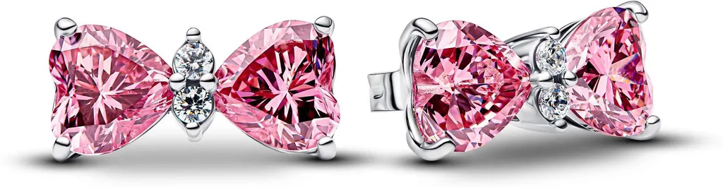 Boucles d'oreilles Nœud en Argent avec Pierres Roses de PANDORA