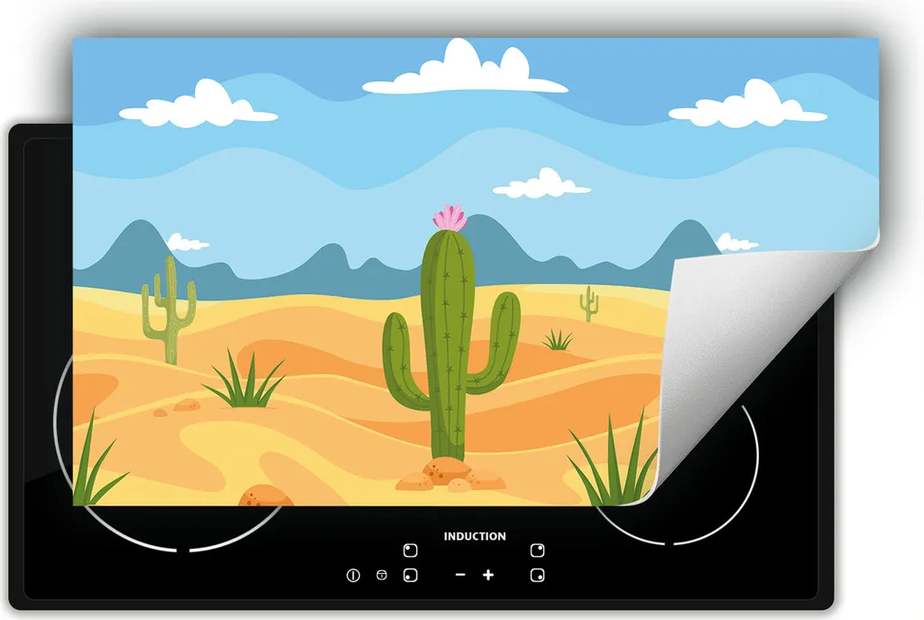 Tappetino Antiscivolo DarHaus 90x52 Cactus | Copri Stufa Roll-Up