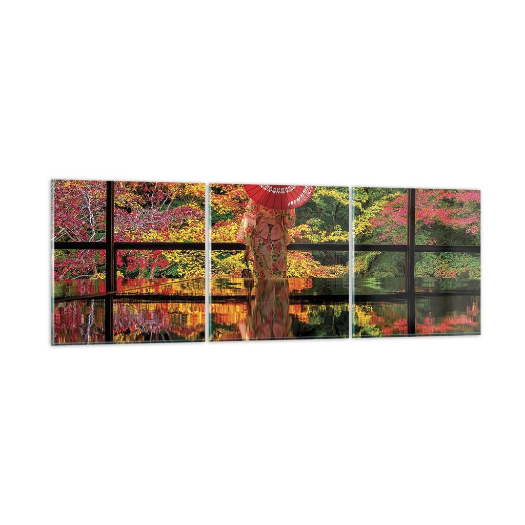 Bilder auf glas - 3 Teile - Tubikoin Tempel Die Farben - 150x50cm - Glasbilder - Wandbilder - Bilder - zum Aufhängen bereit - Wanddekoration aus G...