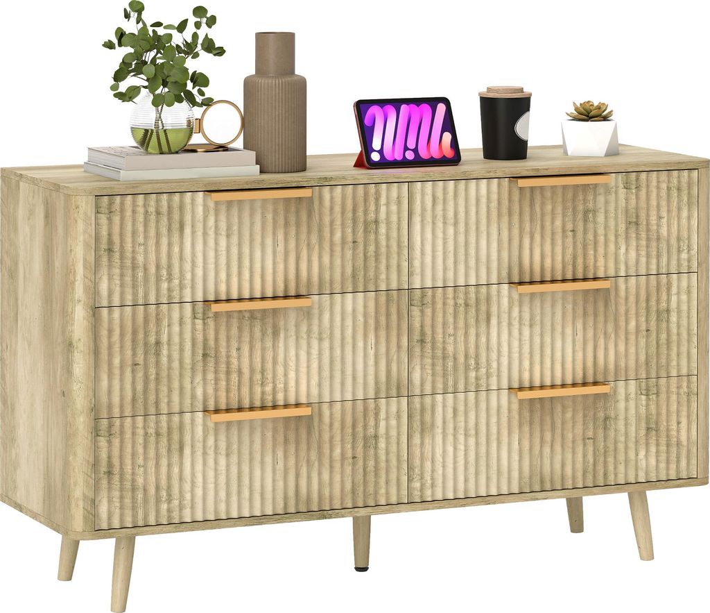 HOMCOM Commode 6 tiroirs meuble de rangement style Image du produit 