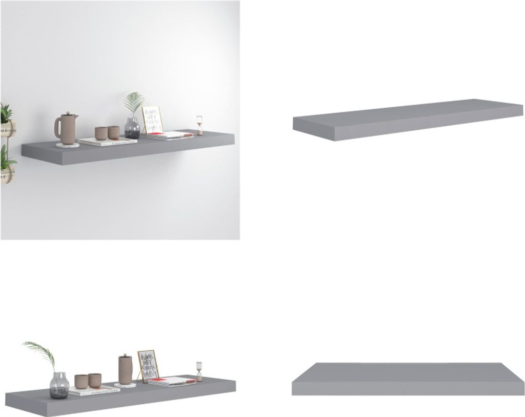 vidaXL Schweberegal Grau 80x23,5x3,8 cm MDF - Wandregal - Wandregale - Schwebendes Wandregal - Wandregal Schwebend