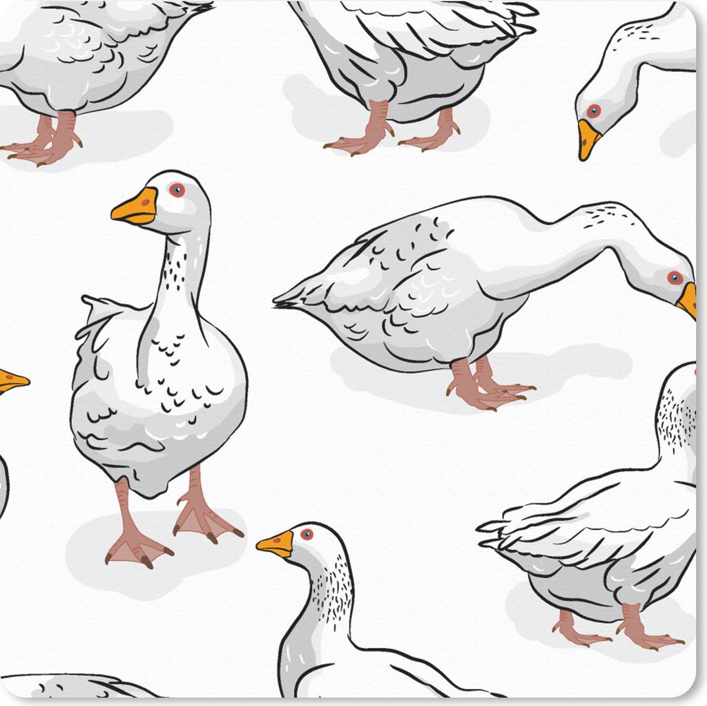 MuchoWow Mauspad Mousepad Muster - Vogel - Gans 30x30 cm - Mousepads - Maus Mat - Pad - Mausunterlage - Gaming