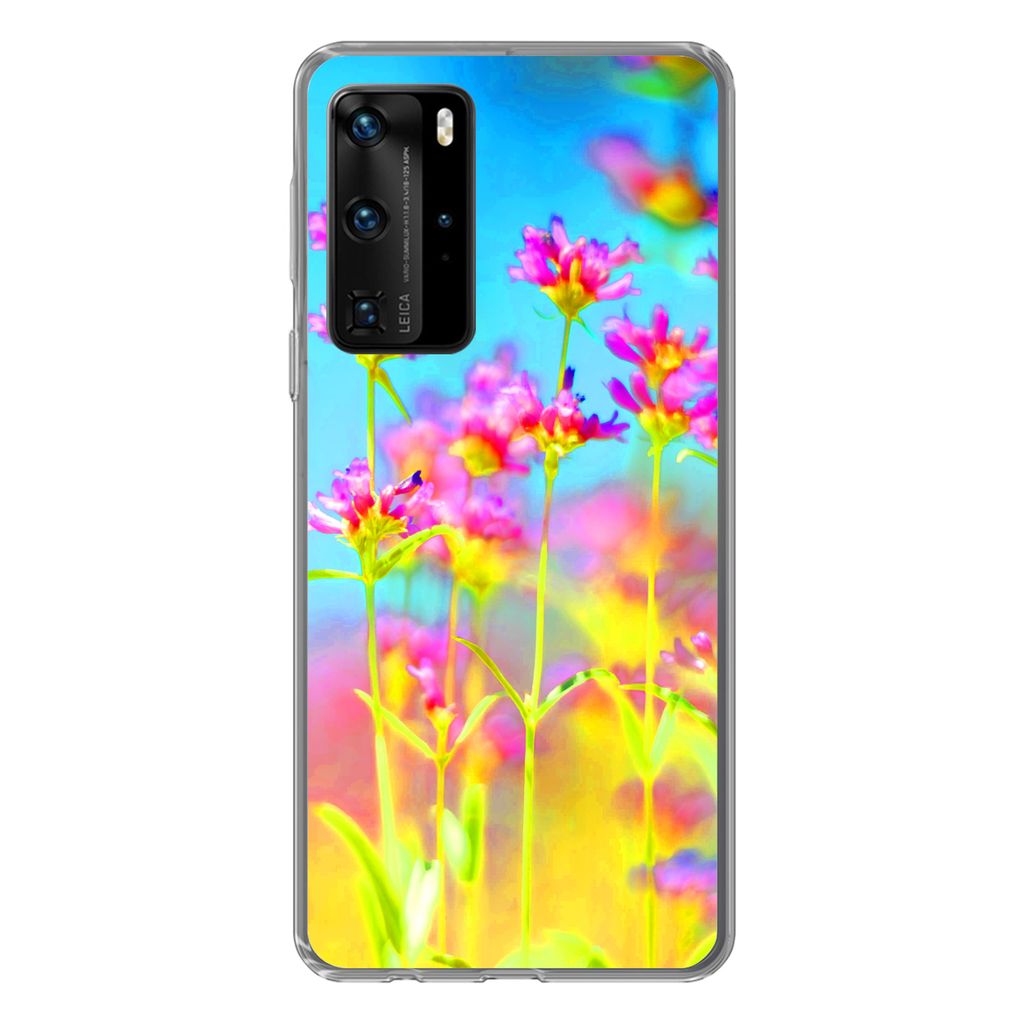MuchoWow Handyhülle Schutzhülle Hülle für Huawei P40 Pro Blumen - Kunst - Psychedelisch Silikon Softcase Handy Hülle - Schutz