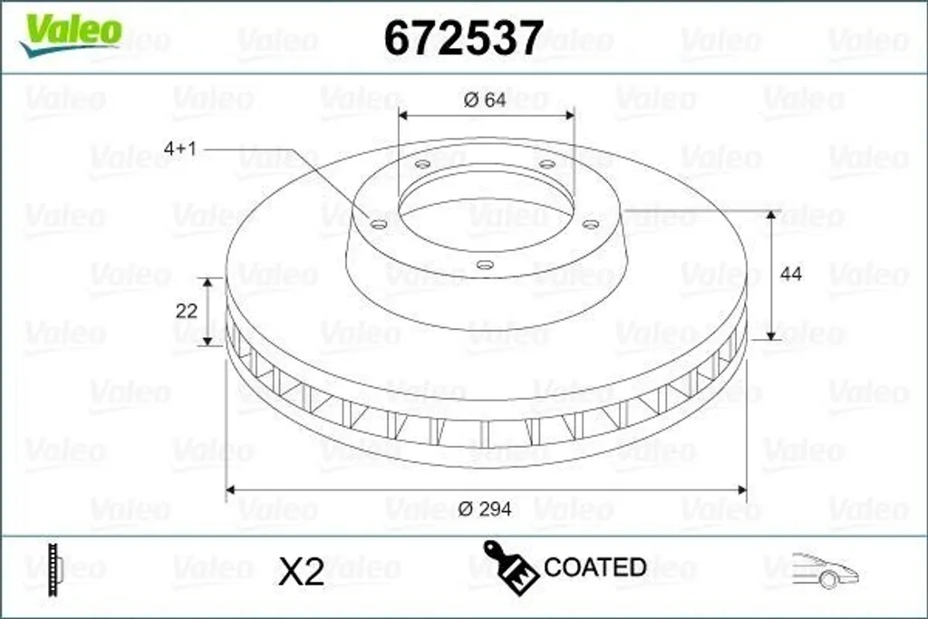 Valeo 672537 Disque de Frein Avant pour BMW Mini R56 R55 R57 OE 34116774986