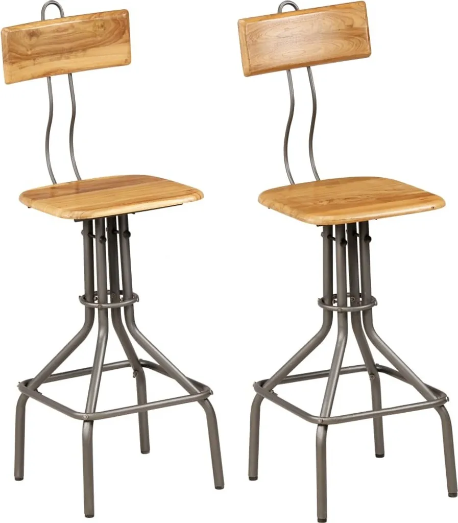 Tabouret de bar 2 pcs vieux bois de teck stable et durable pour bar