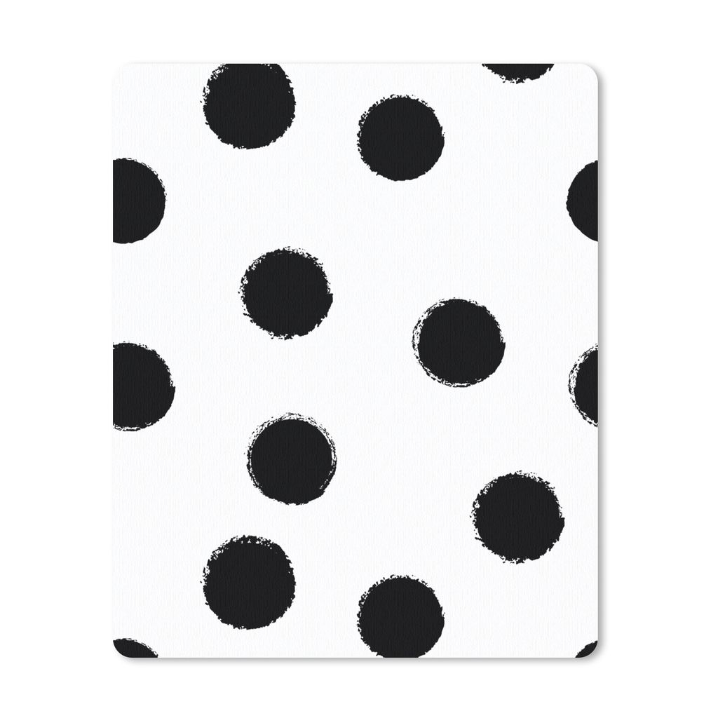 MuchoWow Mauspad Mousepad Polka dots - Muster - Schwarz und weiß 19x23 cm - Mousepads - Maus Mat - Pad - Mausunterlage - Mauspads - Spielen