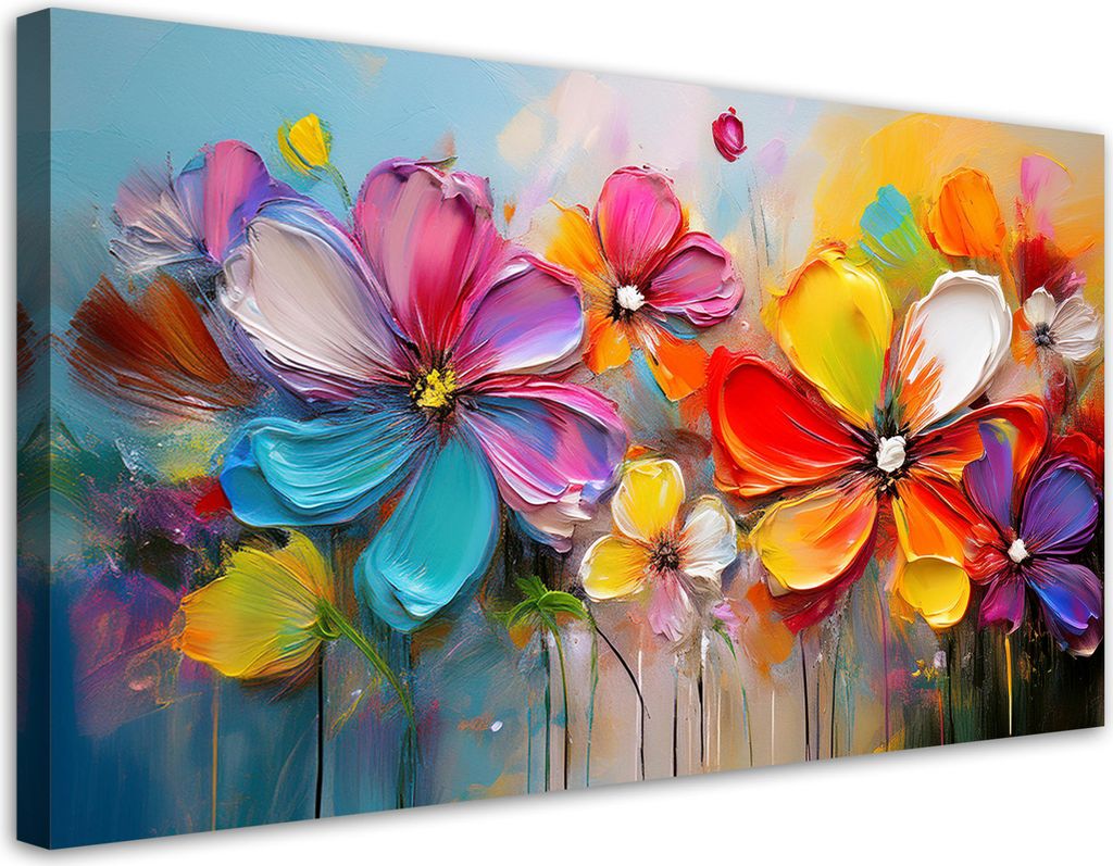 Leinwandbild Abstraktion Pastellfarbene Blumen 80x40 Feeby Bunt bild für die wand bereit zum aufhängen