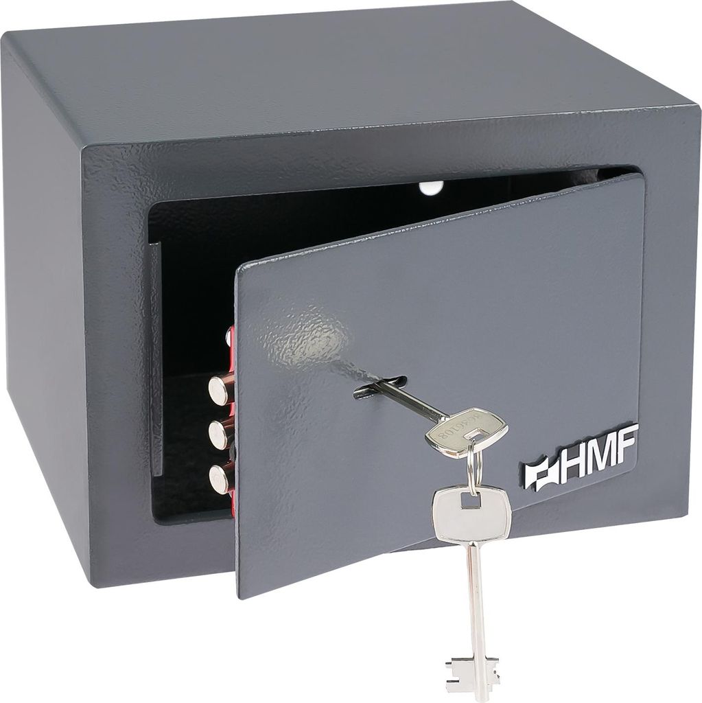 Tresor klein mit Schlüssel, Möbeltresor, Safe, HMF 49216, 23x17x17 cm, Anthrazit