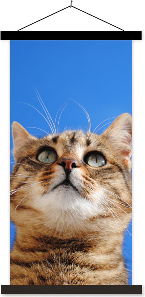 MuchoWow Textilposter Katze - Braun - Luft - Mädchen - Jungen - Kinder 90x180 cm mit schwarzem Rahmen - Dekoration Wohnzimmer