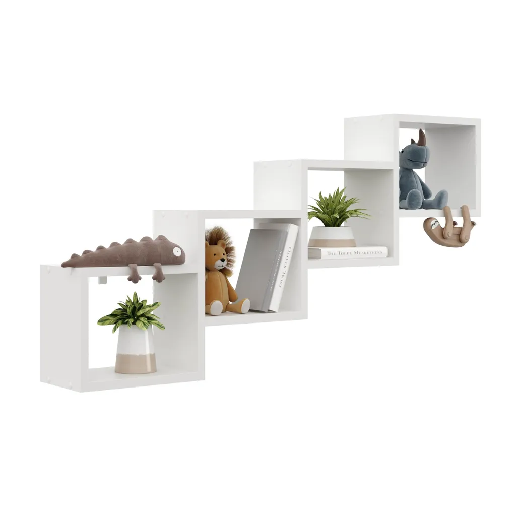 Étagère murale blanche 109x57 cm - Meuble suspendu moderne en aggloméré