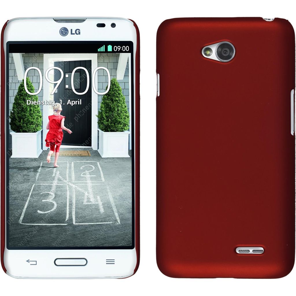 PhoneNatic Case kompatibel mit LG L70 - Hülle rot gummiert Produktbild 
