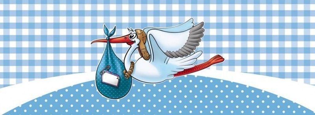 Papiergirlande Storch blau, Dekoration Taufe und Geburt