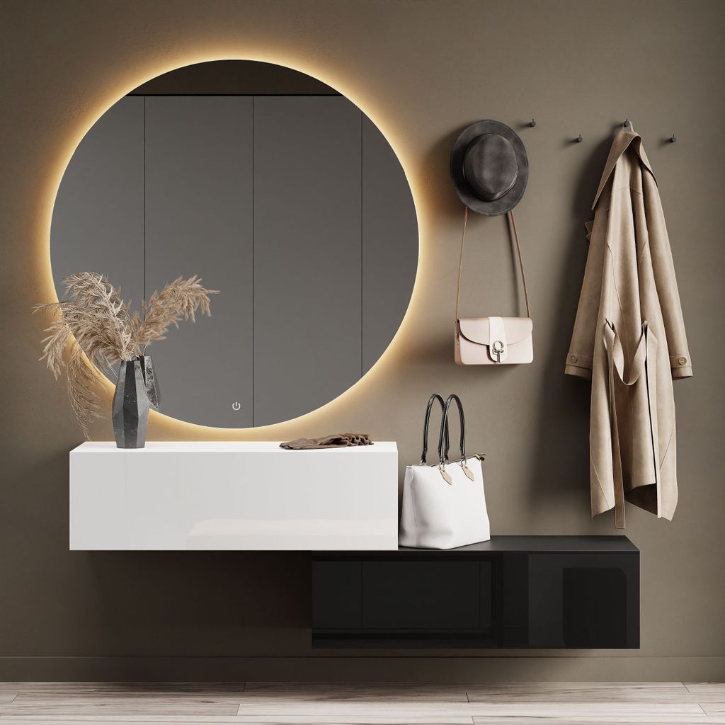 Planetmöbel Flur Möbel Garderobe Hängeschrank 2x 100 cm schwarz - weiß, Wandgarderobe hängend oder stehend