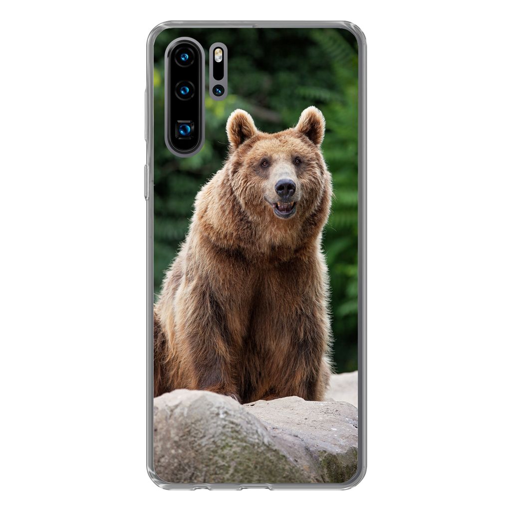 MuchoWow Handyhülle Schutzhülle Hülle für Huawei P30 Pro Wald - Bär - Steine Silikon Softcase Handy Hülle - Schutzdeckel