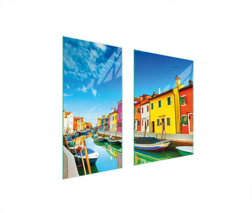 Herdabdeckplatten 2 teilig 75x52 Glaskeramikkochfeld Abdeckung Glas Schneidebrett Landschaft Bunt