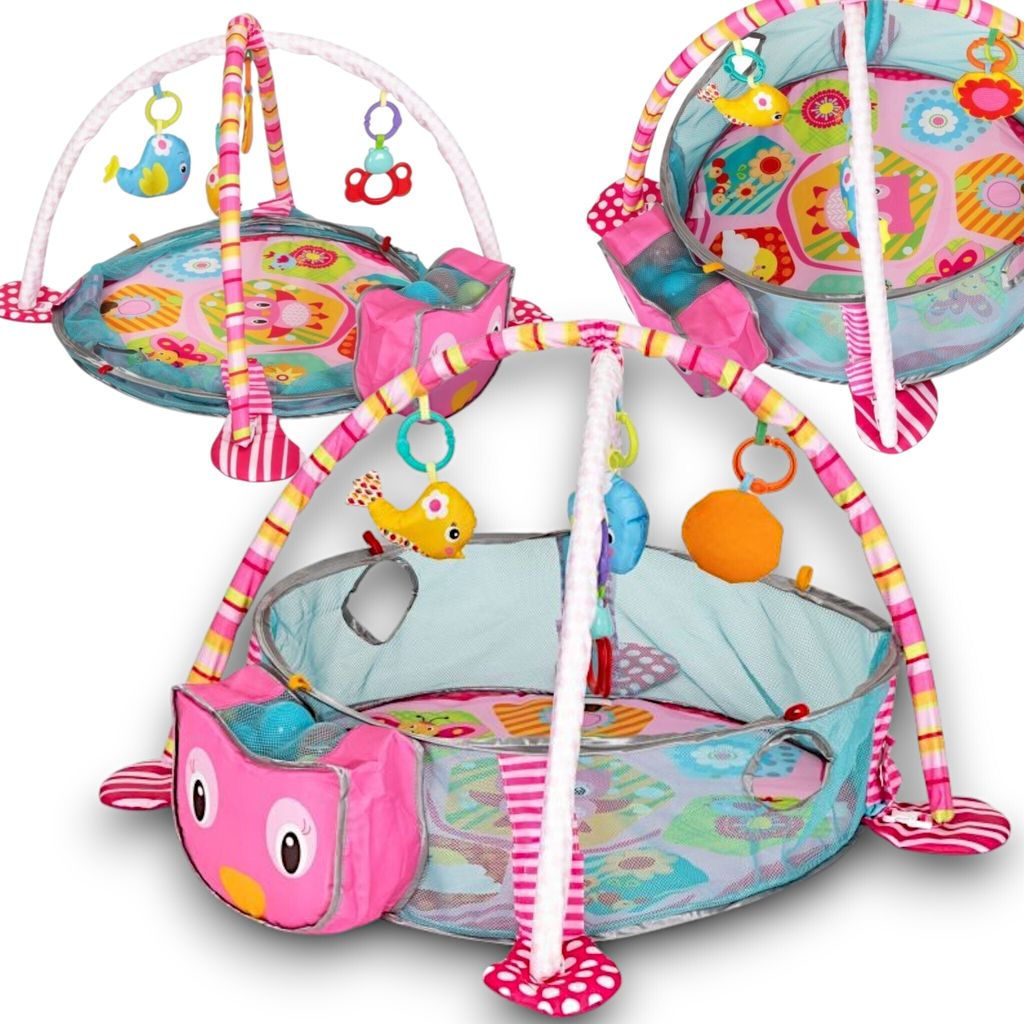Lernmatte Baby Matte mit 30 Bälle, Sensorische Aktivitätsmatte, Bällebad, Spieldecke 3 in 1, Spielmatte für Babys, Krabbeldecke, Spielbogen