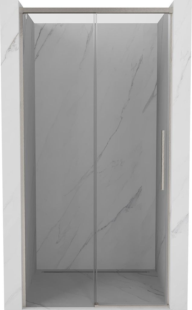 Mexen Rox Schiebetüren für Dusche 135 cm, transparent, gebürstetes Nickel - 8C2-135-000-97-00