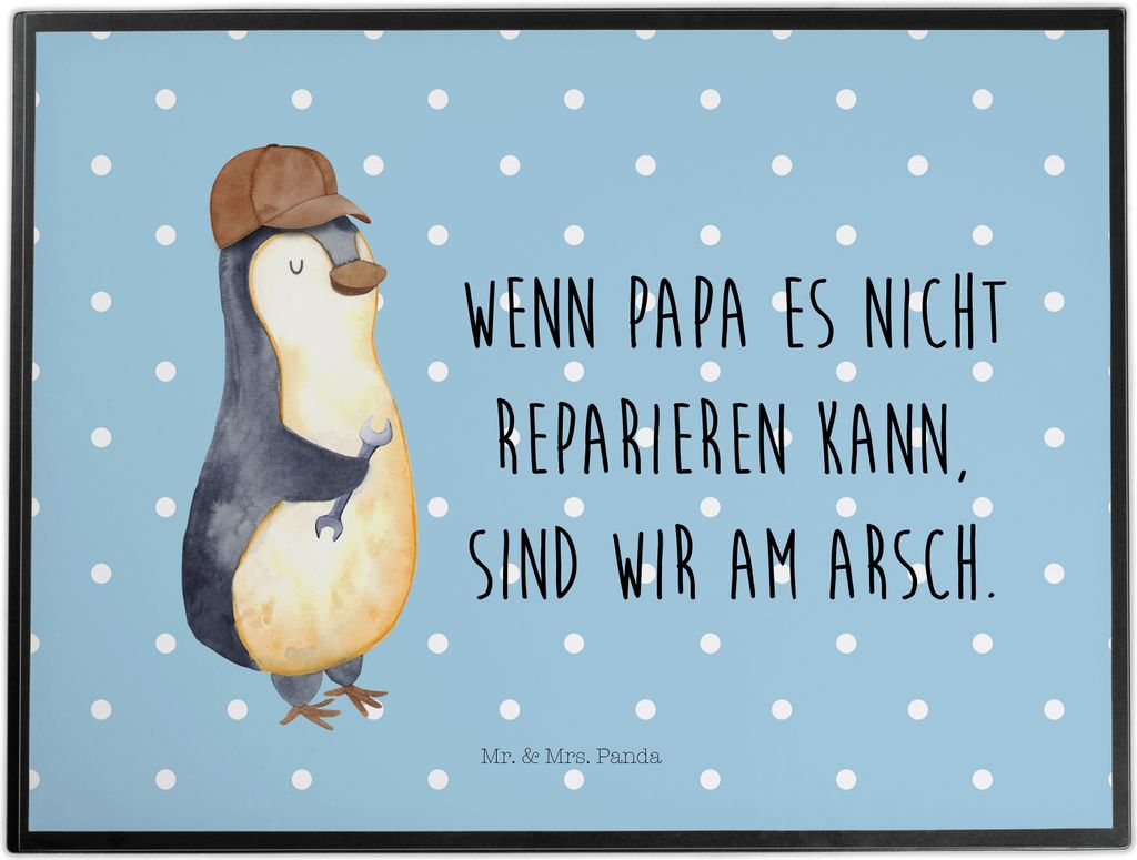 Mr. & Mrs. Panda Schreibunterlage Wenn Papa es nicht reparieren kann, sind wir am Arsch - Blau Pastell - Geschenk, arbeitsunterlage, Vatertag, schr...