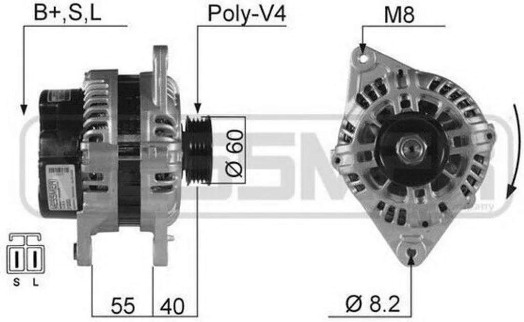 Alternateur ERA 210283A pour Hyundai Accent, Coupe et Elantra OE 37300