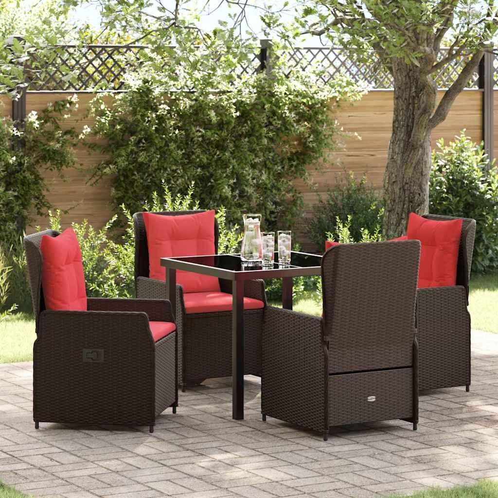 Maison Exclusive - Garten Essgruppe mit Kissen 5 pcs Braun Poly Rattan