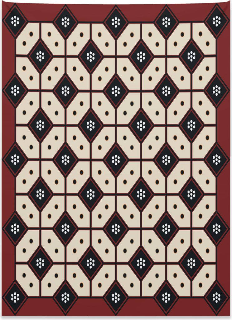 Abakuhaus Ethnisch Wandteppich, Javanesisches Batik-Muster aus Weiches Mikrofaser Stoff Kein Verblassen Klare Farben Waschbar, 110 x 150 cm, Schwar...