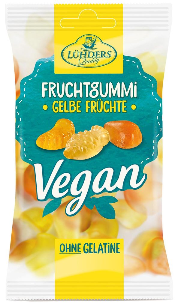 Lühders Vegan Fruchtgummi Gelbe Früchte 80g Produktbild 