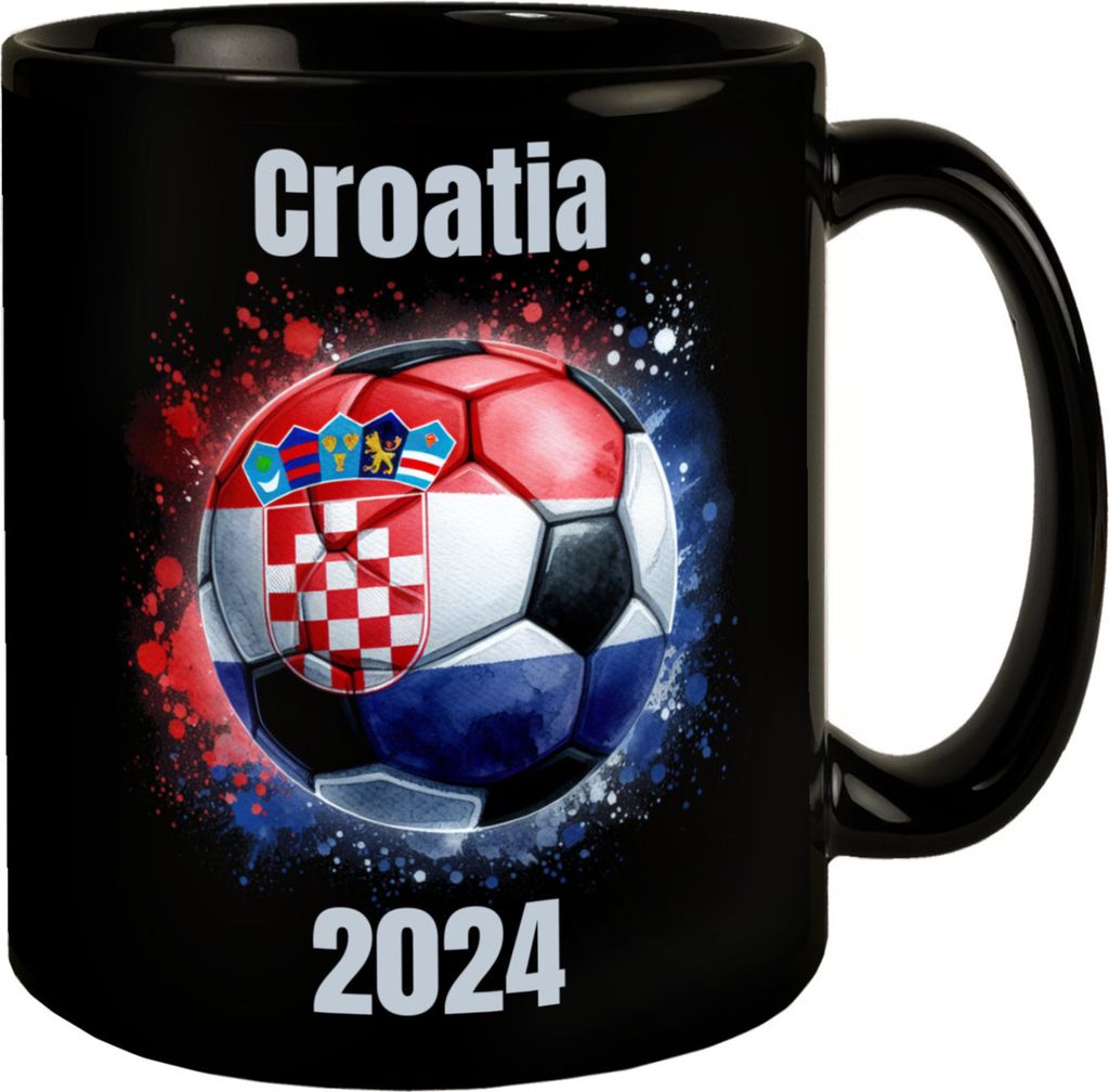 Fußball Kroatien Flagge Tasse in Schwarz