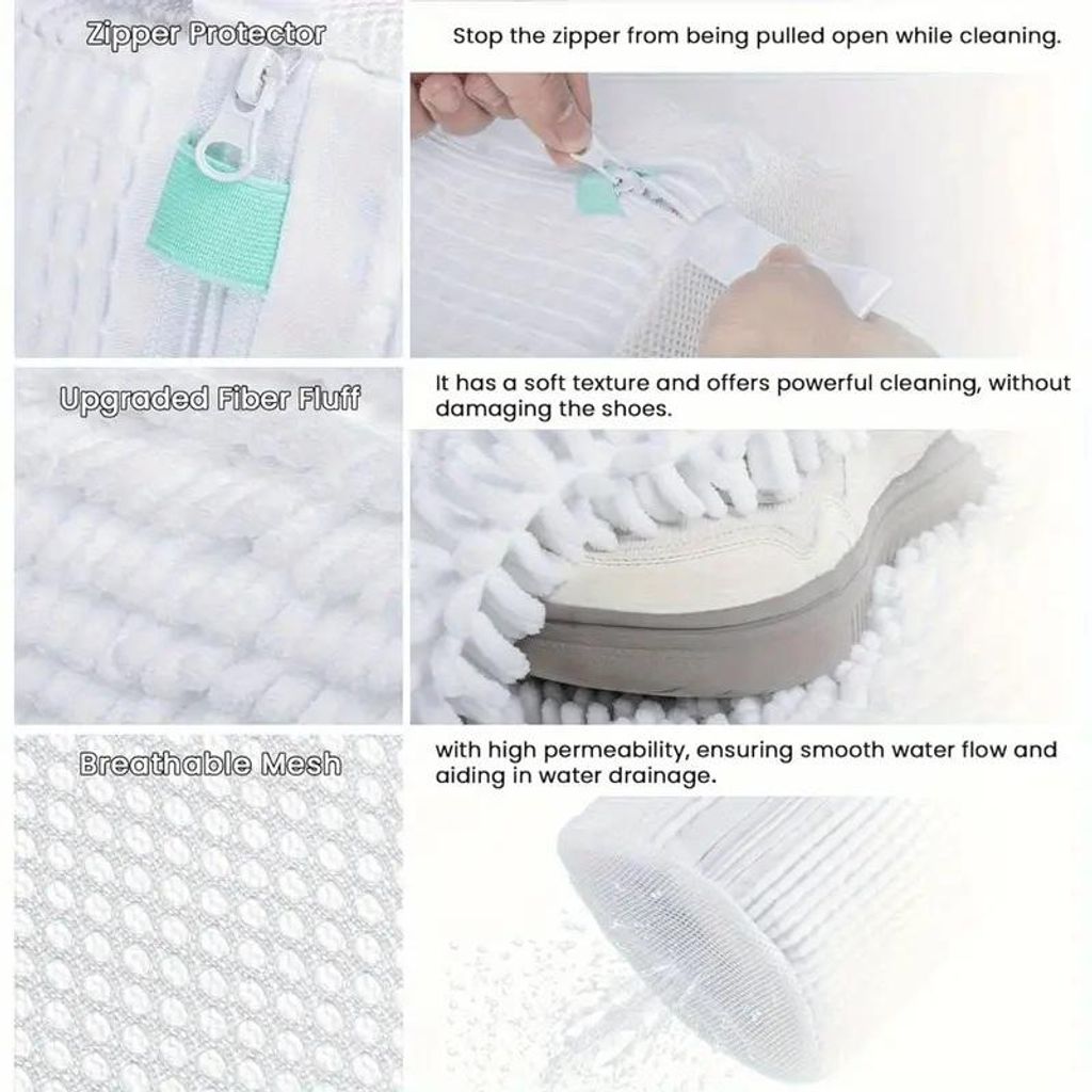 Sac De Lavage Chaussures 2 En 1 - Protection Machine à Laver Pour Sneakers Jusqu'à Pointure 46