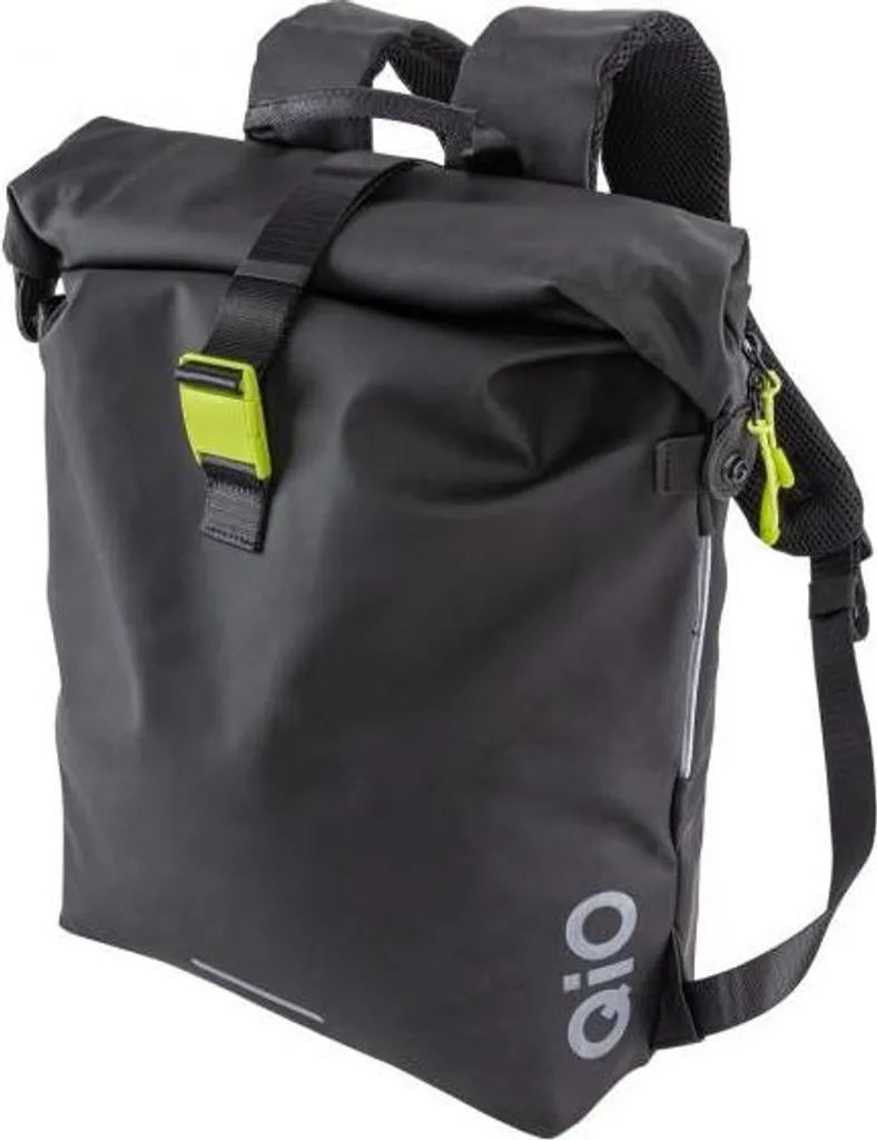 Sacoche à Dos Vélo Qio Mika Noire avec Fixation Porte-Bagages Intégrée