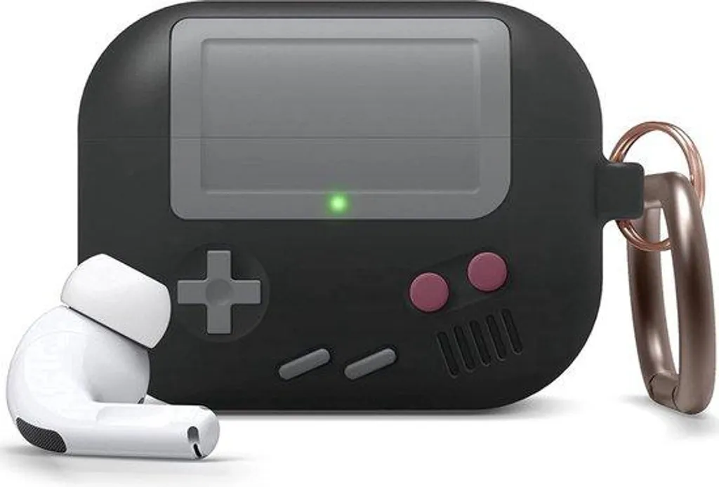 Coque écouteurs pour transport avec porte-clés noir motif rétro Game