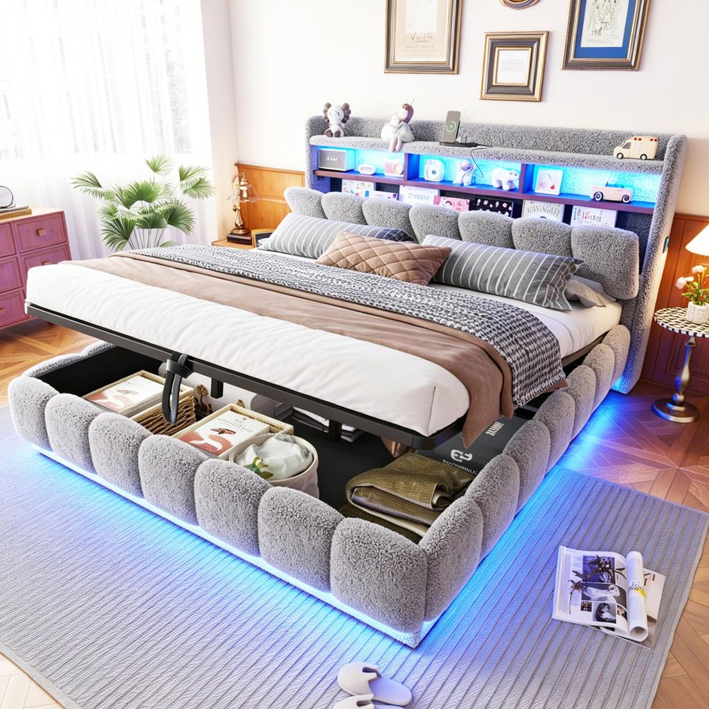 Letto matrimoniale contenitore 180x200 cm imbottito con Immagine del prodotto 