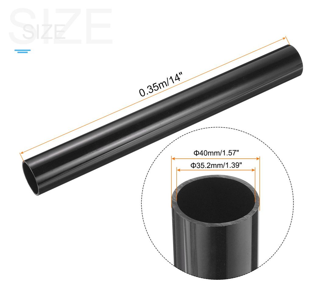 PVC Rohr, Durchmesser 35.2mm L?nge 0.35m Rund Kunststoffrohr fš¹r Garten, Aquarium, Wasserleitung, Kabelkanal, lš¹ftungsrohr (Schwarz)