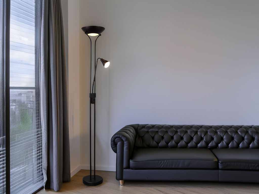 LED Deckenfluter Schwarz, große Stehlampe mit Leselampe für Wohnzimmer Ecke