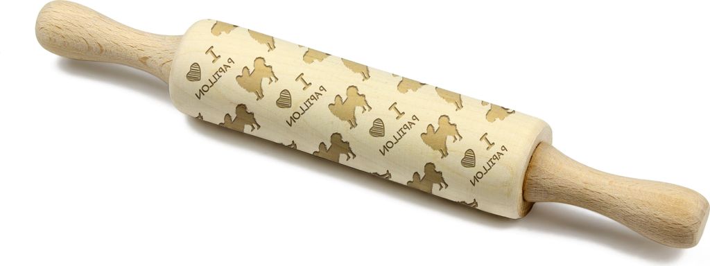 Papillon, Kontinentaler Zwergspaniel II - kleiner Nudelholz mit Hund, Teigrolle mit Mustern, Gadget für Keramiker der Marke Art-Dog