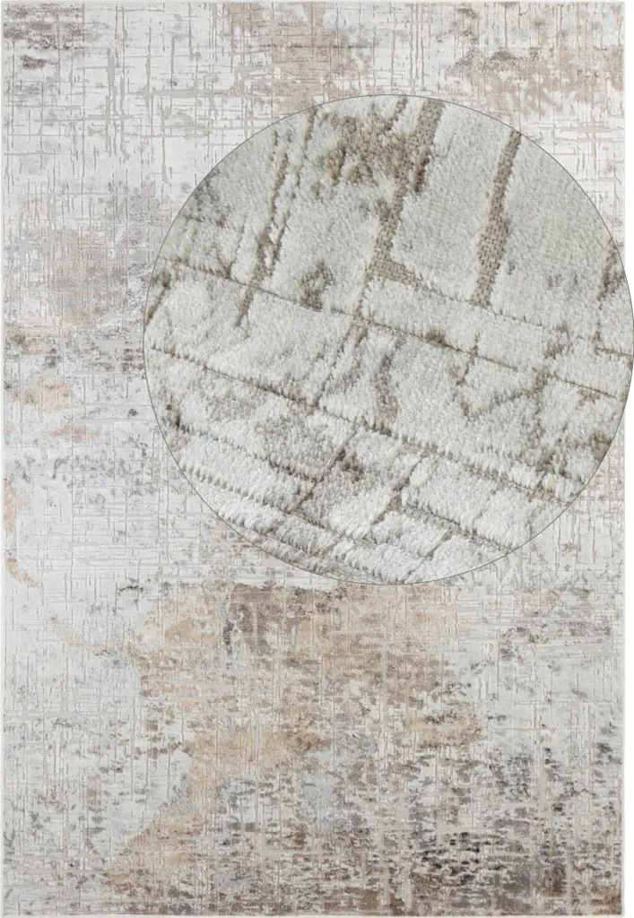 Tapis Moderne Elle Decoration Maywand 120x170 pour Salon Beige Cuivré