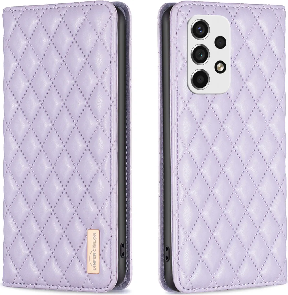 Cover Samsung A53 5G Viola Pelle con Portafoglio e Stand Video