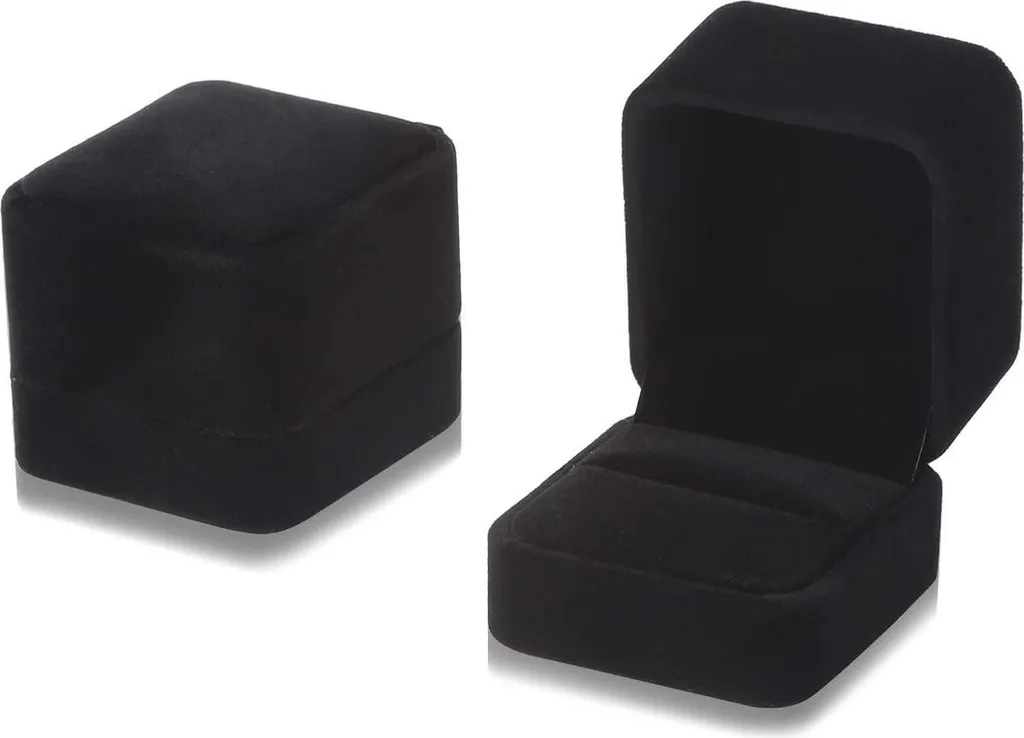 Set 2 Scatoline Velluto Nero per Proposta e Nozze | 55x50x45 mm Alta Qualità