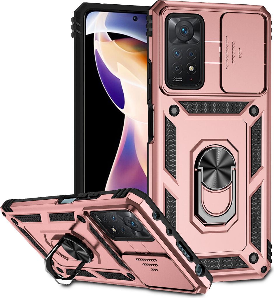 Redmi Note 11 Pro Hülle mit Schiebe Kamera Schutz und Ringhalter Ständer Robust Rüstung Schutzhülle für Xiaomi Redmi Note 11 Pro/Note 11 Pro 5...