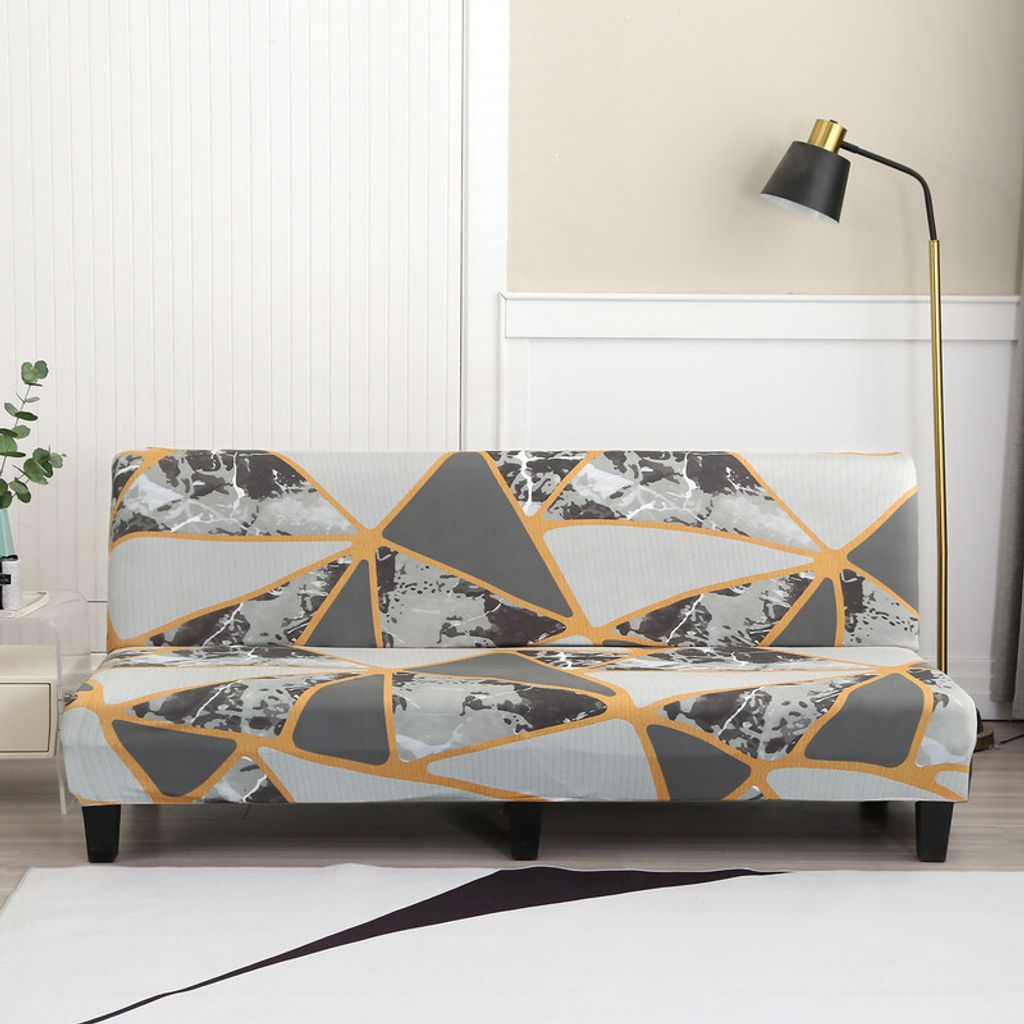(Rleine Schönheit)Sofabezug Armloser Stretch Couchbezug Ohne Armlehne Bedruckter Schlafsofa Futon Bezug Faltbar Elastischer Sofaüberwürfe Oh...
