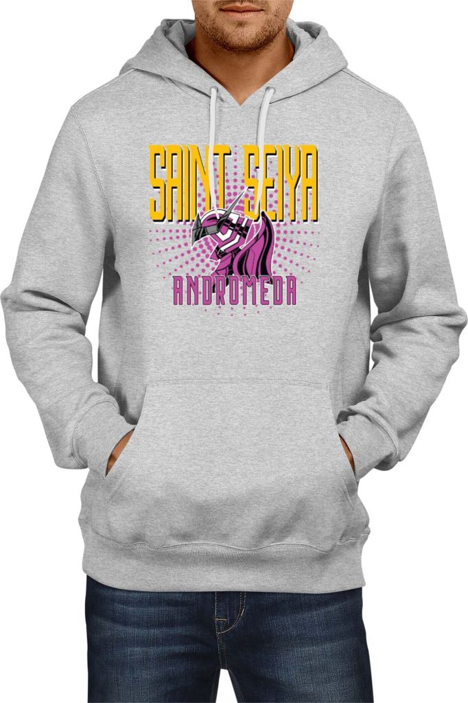 Herren Kapuzenpullover Japan Anime Manga Saint Anime Seiya Andromeda Shun 02 Saint Andromeda Zodiac, Man XL / Grau