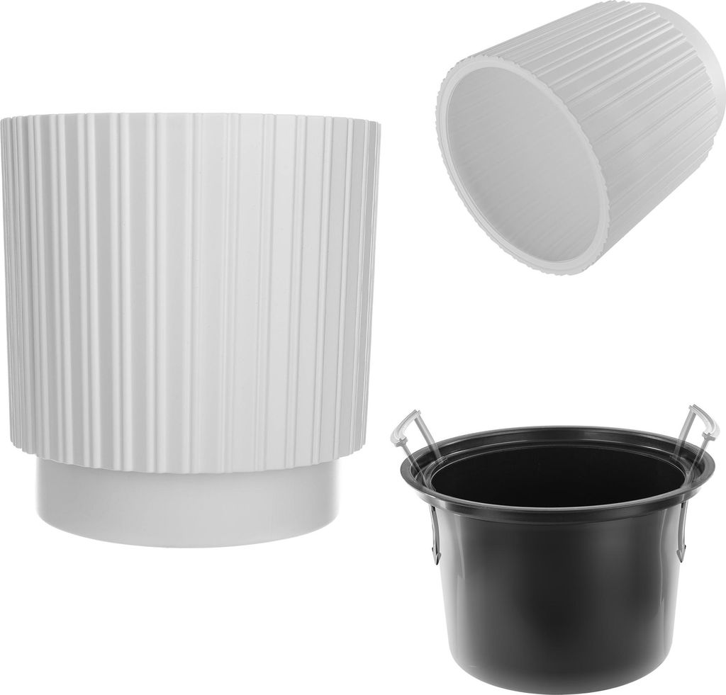 KADAX Blumentopf Blumentopf 40cm Abdeckung mit Einsatz Blumenständer Kunststoff weiß