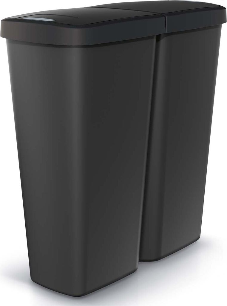 MONZANA® Mülleimer Küche 50L 2 Fächer mit Deckel Druckknopf Produktbild 1