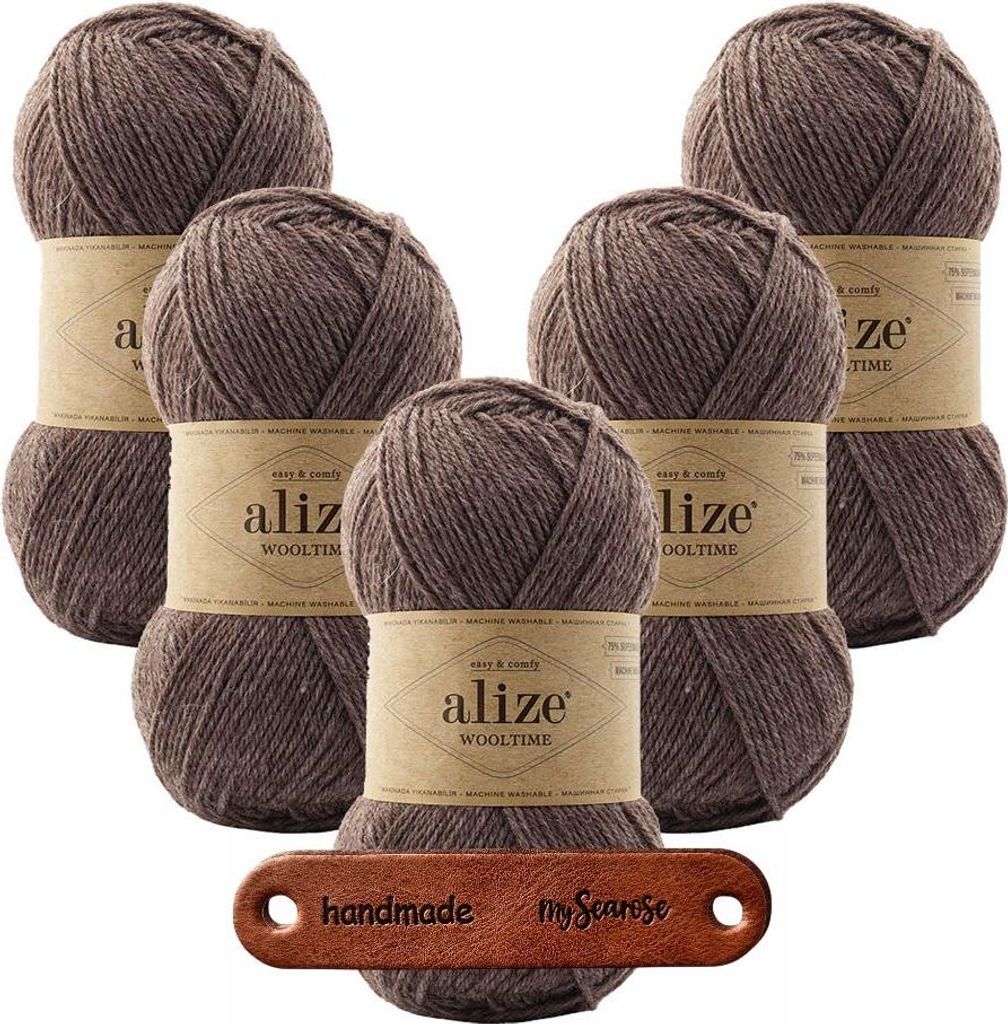 5 x ALIZE WOOLTIME 240 Cocoa mit Label Produktbild 