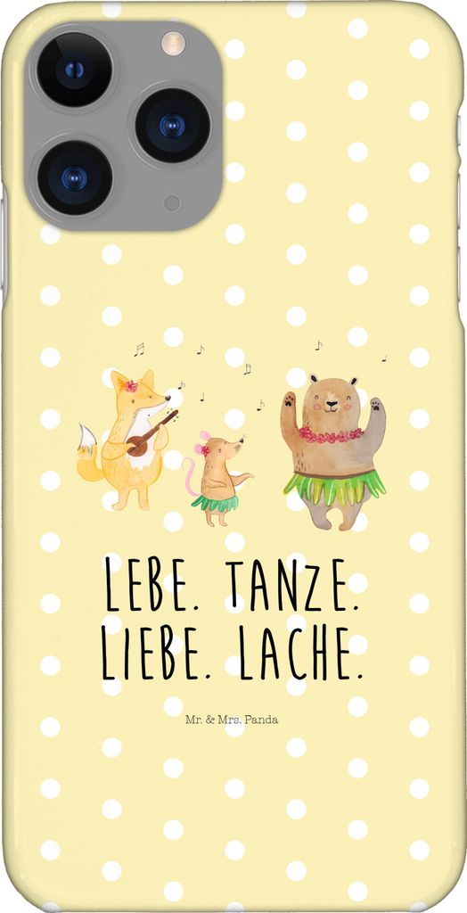 Mr. & Mrs. Panda Iphone 11 Pro Handyhülle Waldtiere Aloha - Gelb Pastell - Geschenk, Tanzen, Premium Kunststoff, Lustige Sprüche, Wald, Hase, Mus...